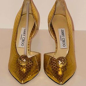 New Jimmy Choo Gold Sadira 100  Pumps